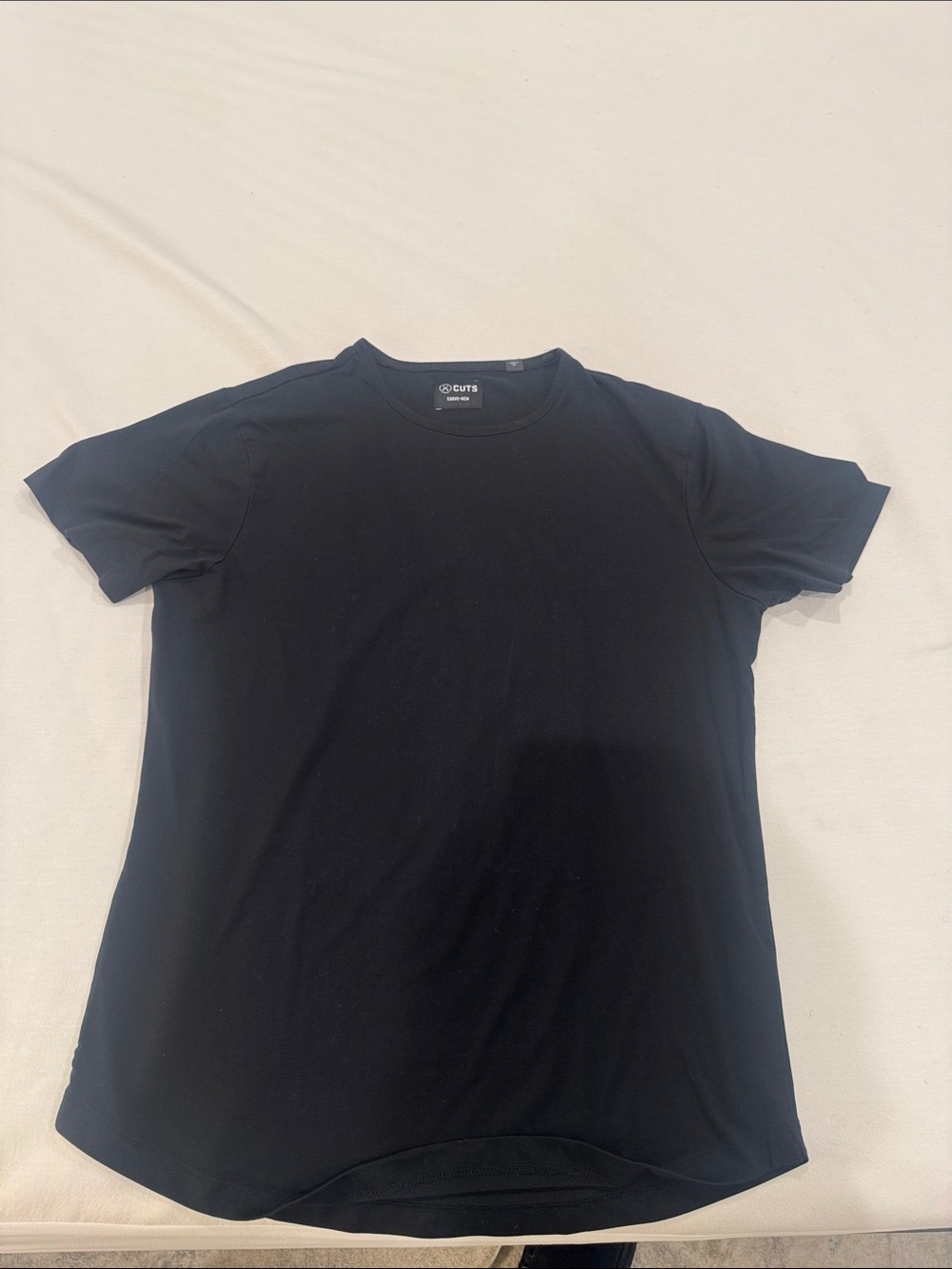 Cuts Clothing Curve Hem T Shirt Black